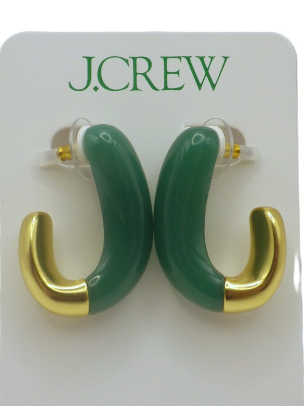 Dual-tone Acetate Hoop Earrings/ Green and Gold